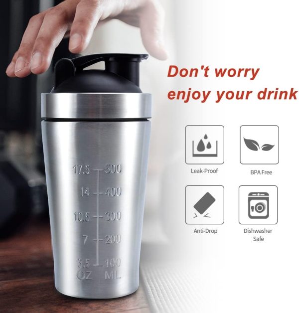 Stainless steel protein shaker