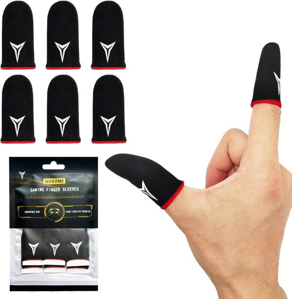 Mobile gaming thumb sleeves for improved grip and sweat control.