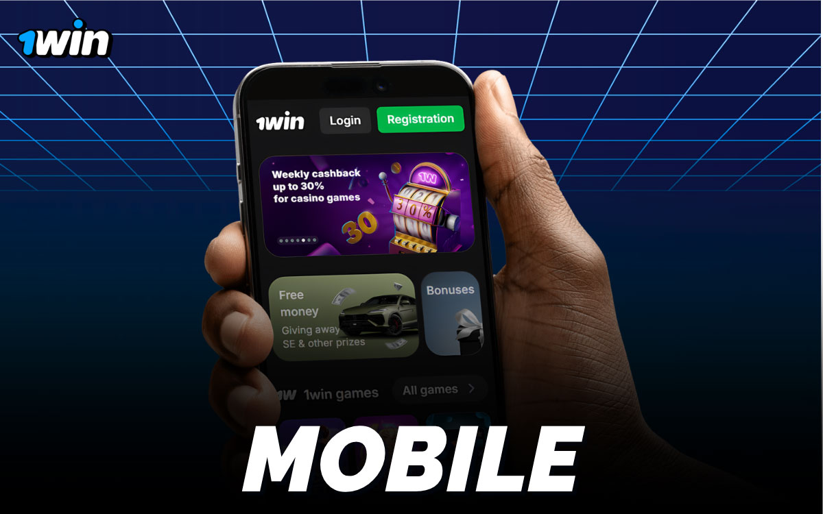 1win mobile website interface on smartphone browser showing sports betting and casino features with no download required